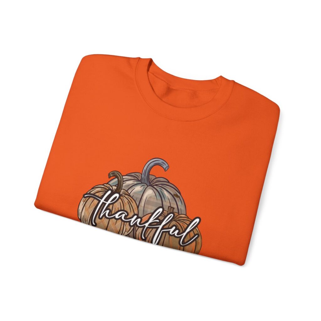 Vintage Pumpkins and Thankful Script Thanksgiving Sweatshirt for Her