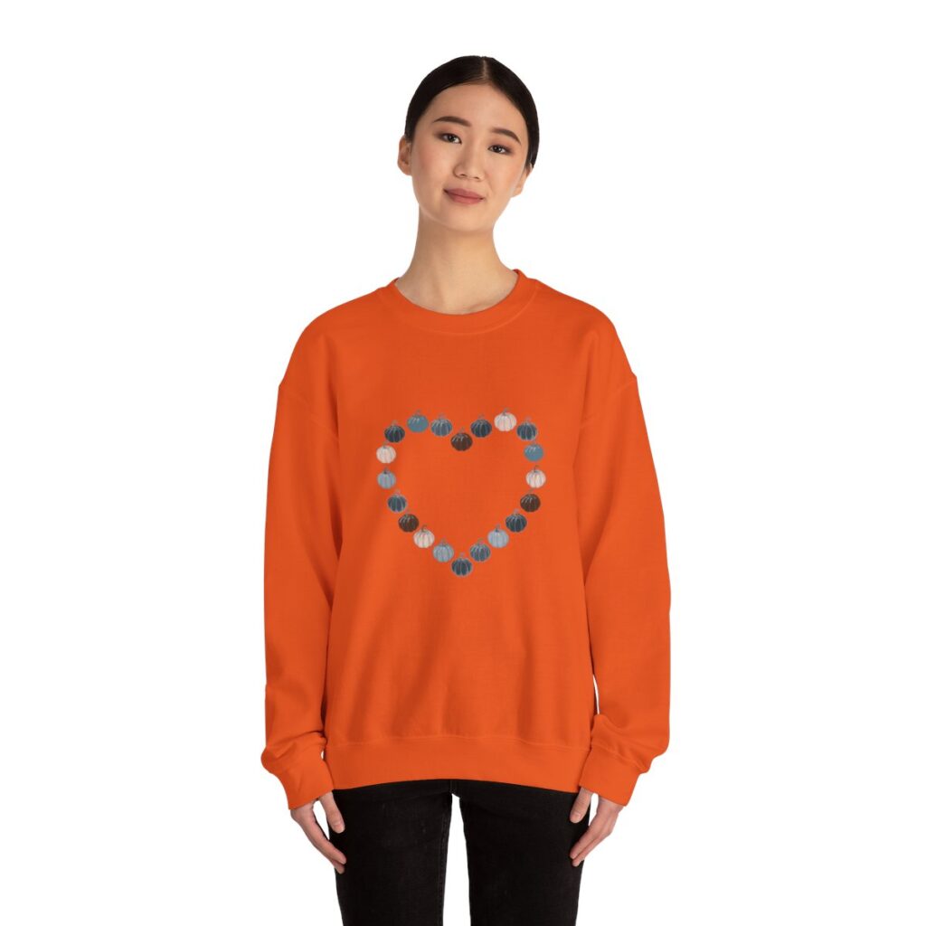 Vintage Blue Pumpkin Heart Crewneck Sweatshirt