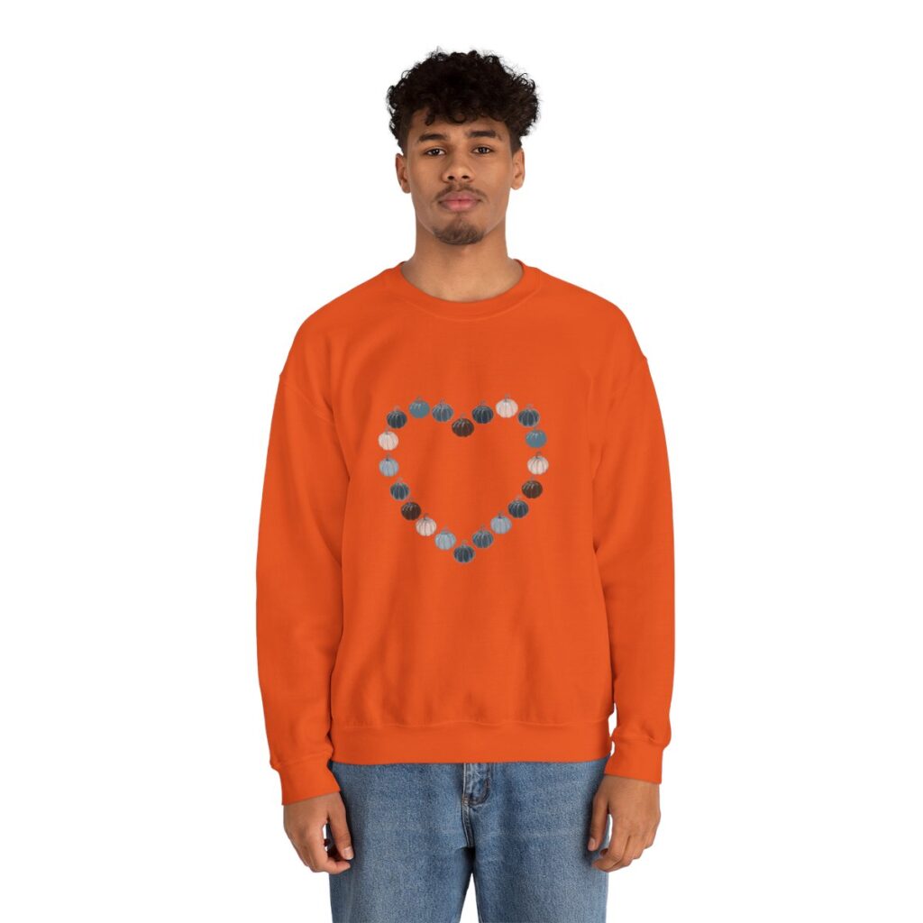 Vintage Blue Pumpkin Heart Crewneck Sweatshirt