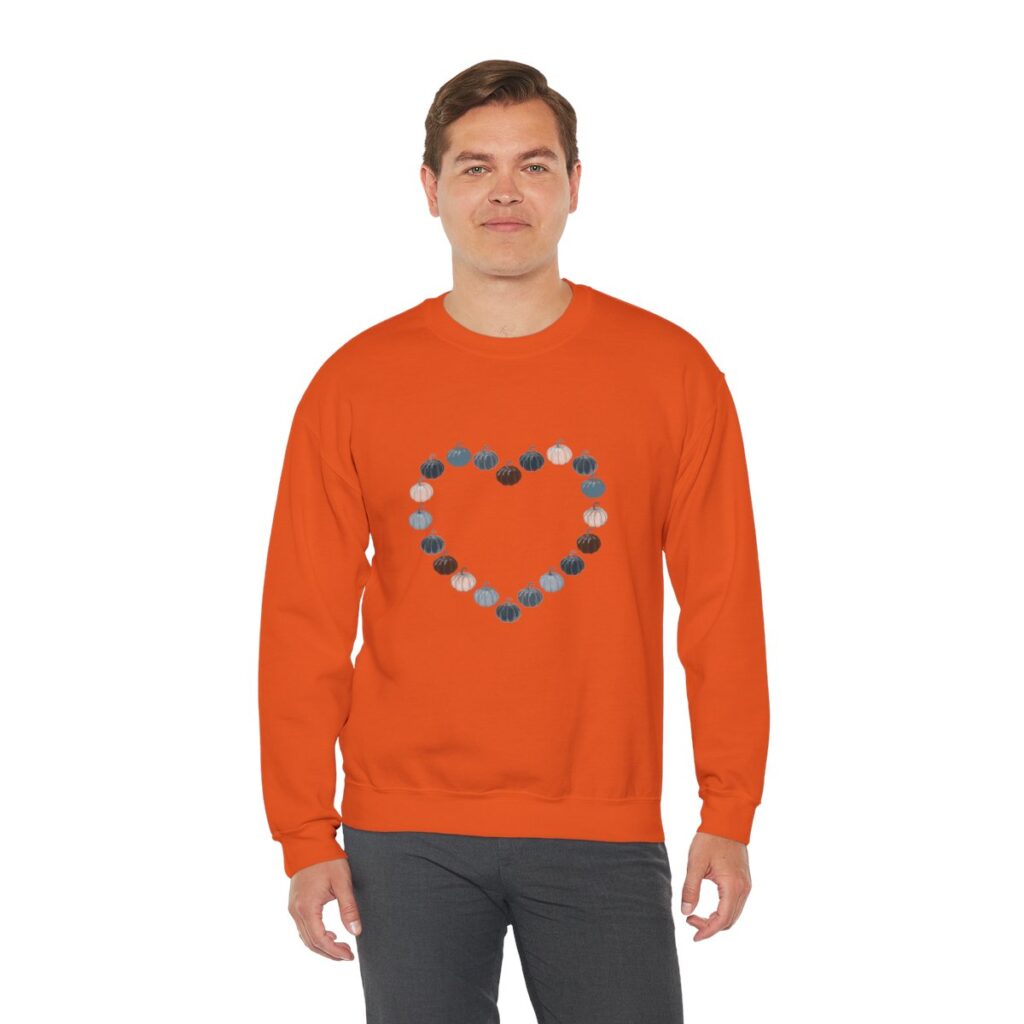 Vintage Blue Pumpkin Heart Crewneck Sweatshirt