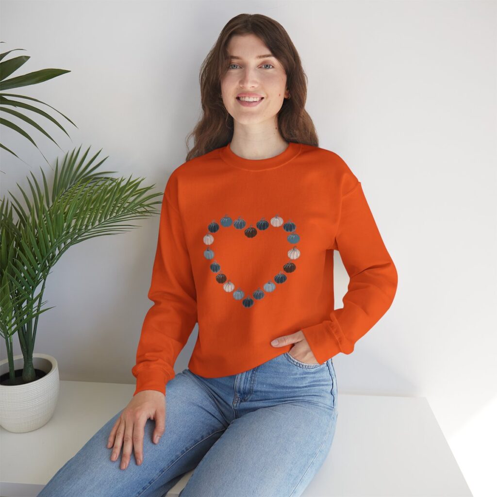 Vintage Blue Pumpkin Heart Crewneck Sweatshirt