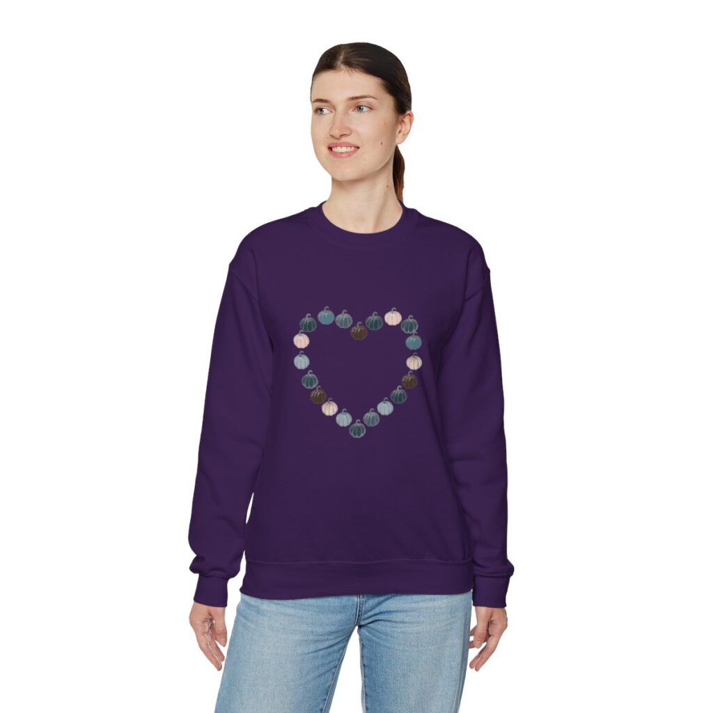 Vintage Blue Pumpkin Heart Crewneck Sweatshirt