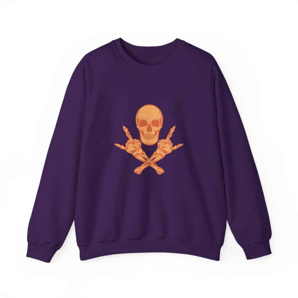 Skull and Cross Bones Orange Unisex Heavy Blend Crewneck Sweatshirt