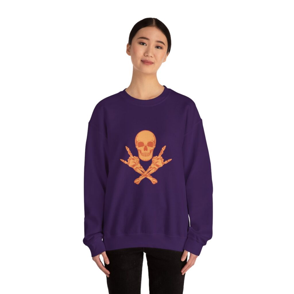 Skull and Cross Bones Orange Unisex Heavy Blend Crewneck Sweatshirt