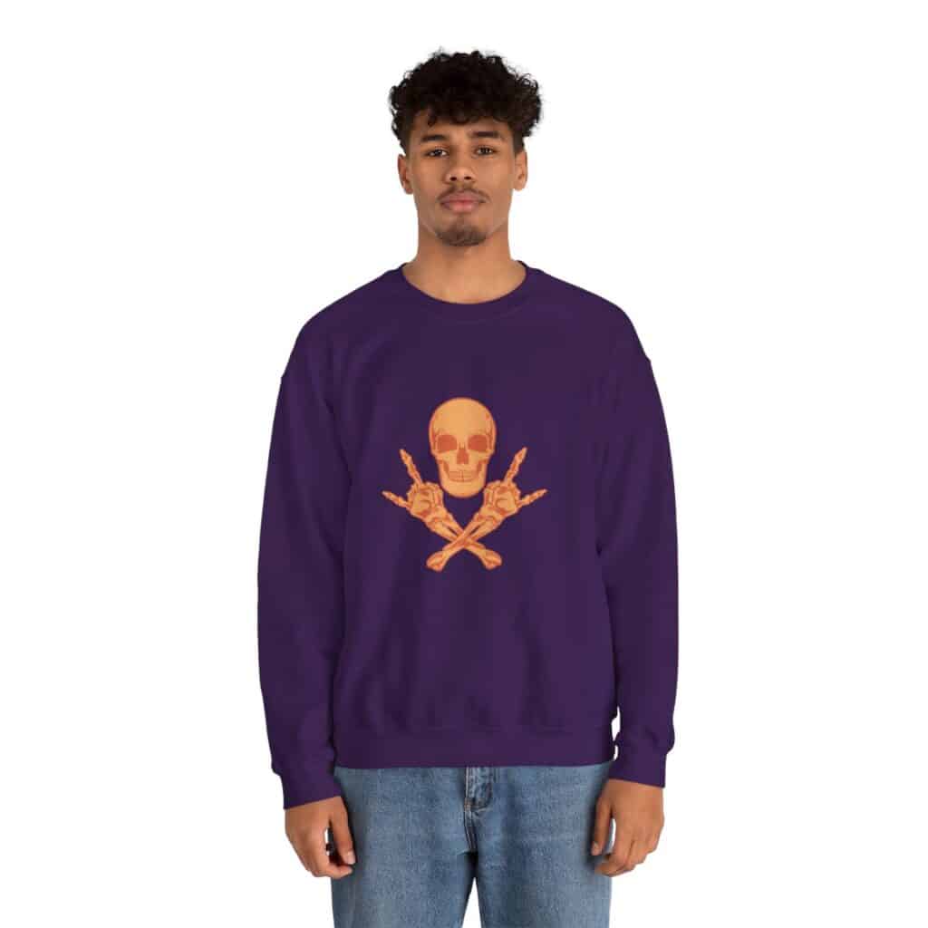 Skull and Cross Bones Orange Unisex Heavy Blend Crewneck Sweatshirt