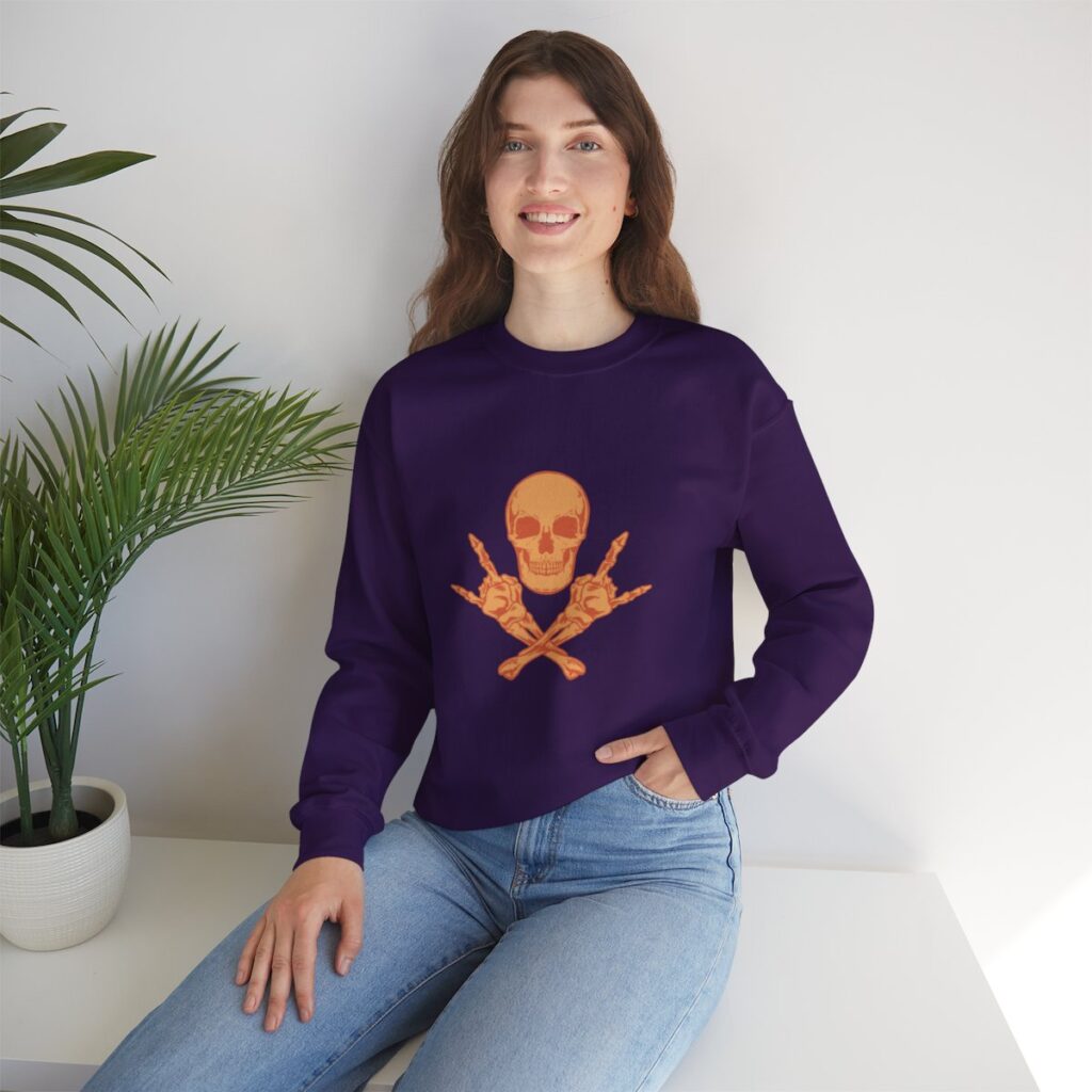 Skull and Cross Bones Orange Unisex Heavy Blend Crewneck Sweatshirt