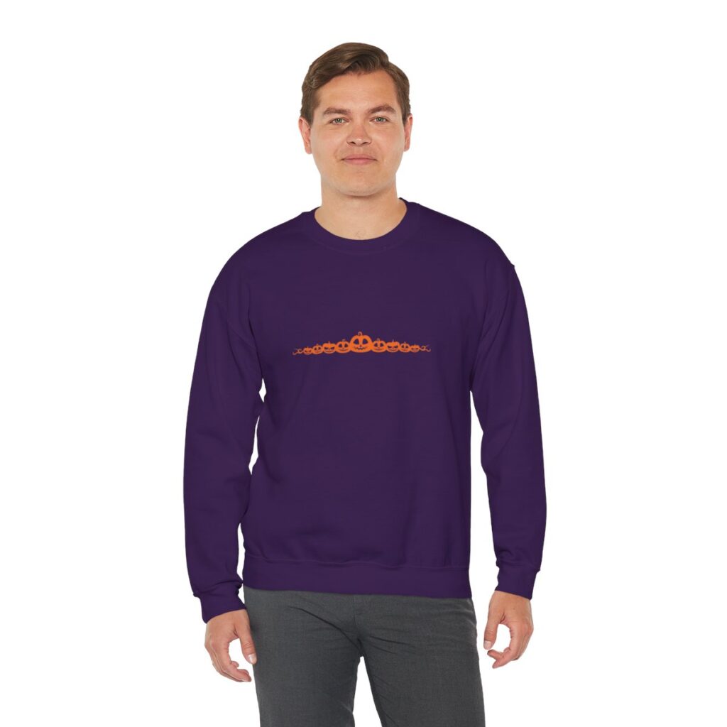 Orange Pumpkin Border Unisex Fall Halloween Sweatshirt