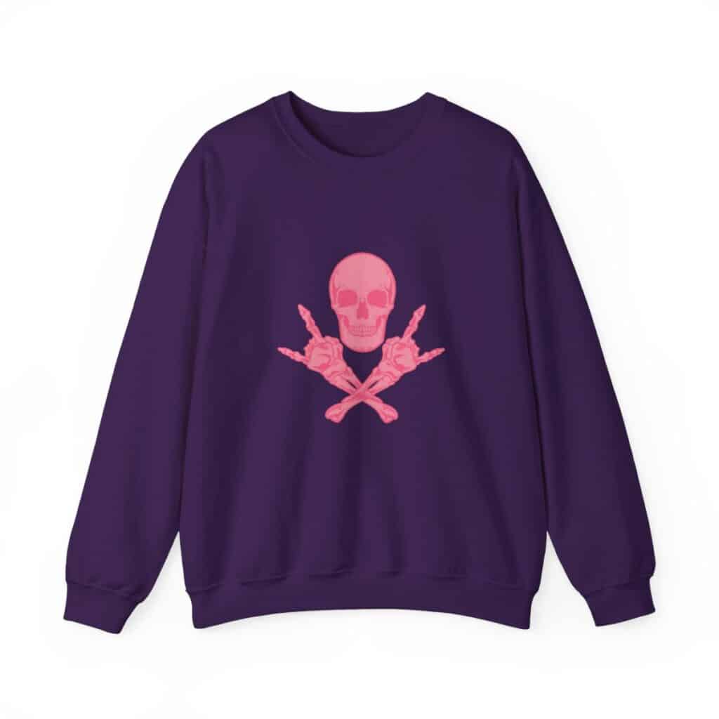 Pink Skull and Cross Bones Unisex Heavy Blend Crewneck Sweatshirt