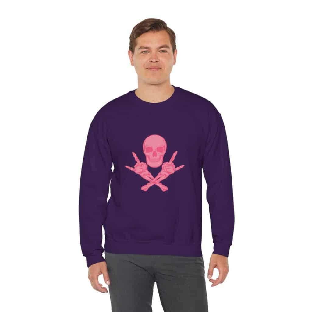 Pink Skull and Cross Bones Unisex Heavy Blend Crewneck Sweatshirt