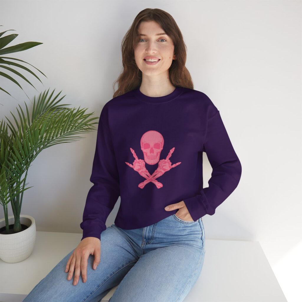 Pink Skull and Cross Bones Unisex Heavy Blend Crewneck Sweatshirt