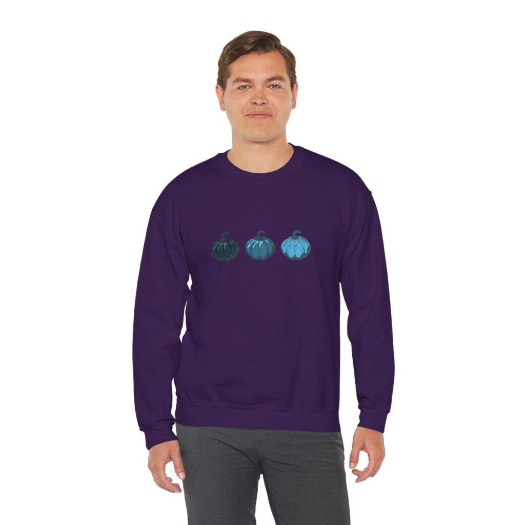 Vintage Blue Pumpkins Fall Unisex Crewneck Sweatshirt