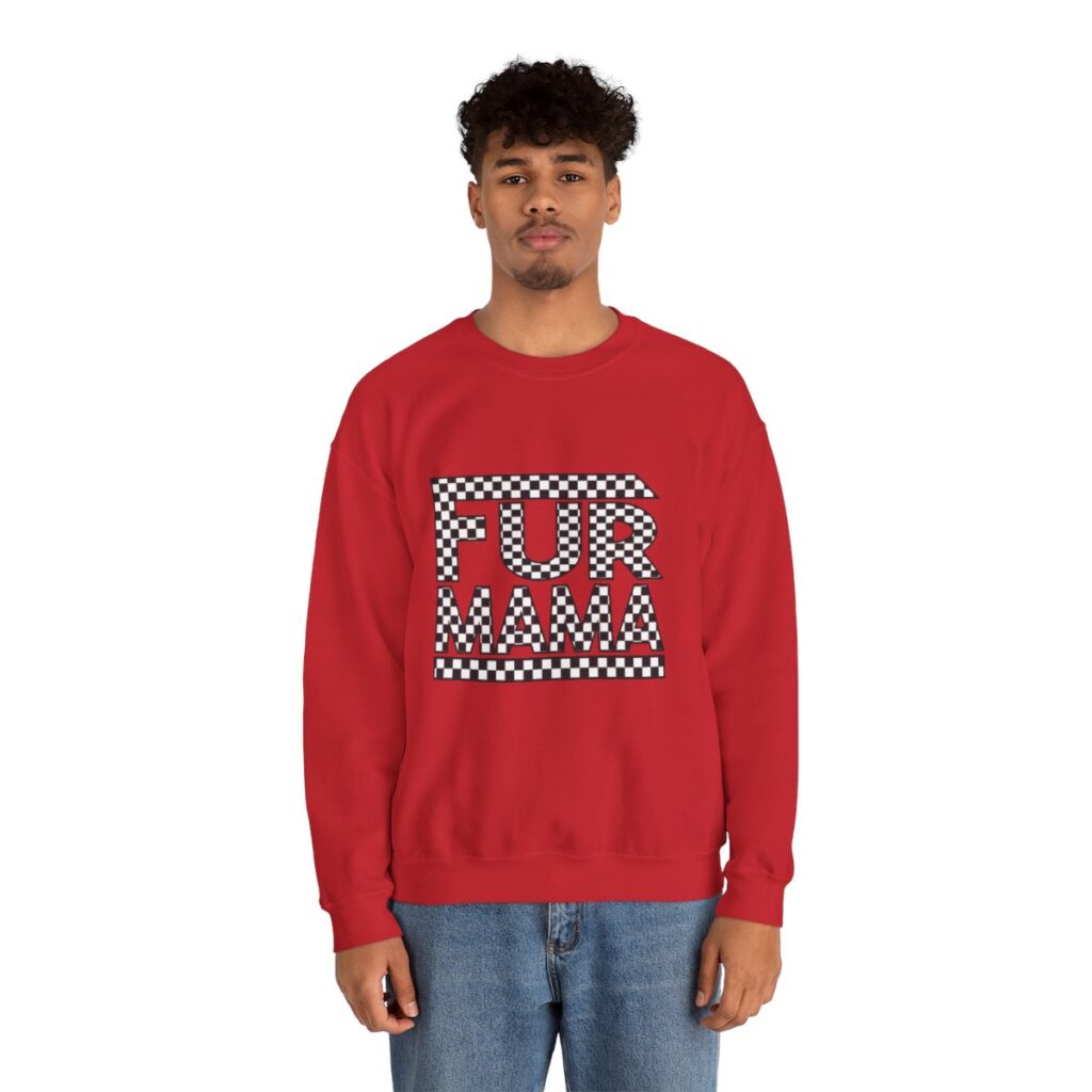 Fur Mama Checkerboard Racing Print Sweatshirt