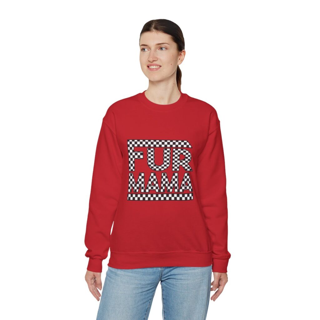 Fur Mama Checkerboard Racing Print Sweatshirt