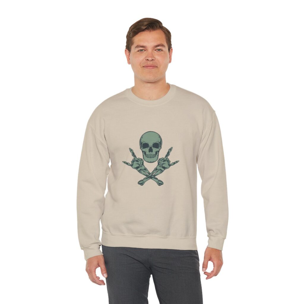 Rock Skull and Crossbones Unisex Heavy Blend Crewneck Sweatshirt