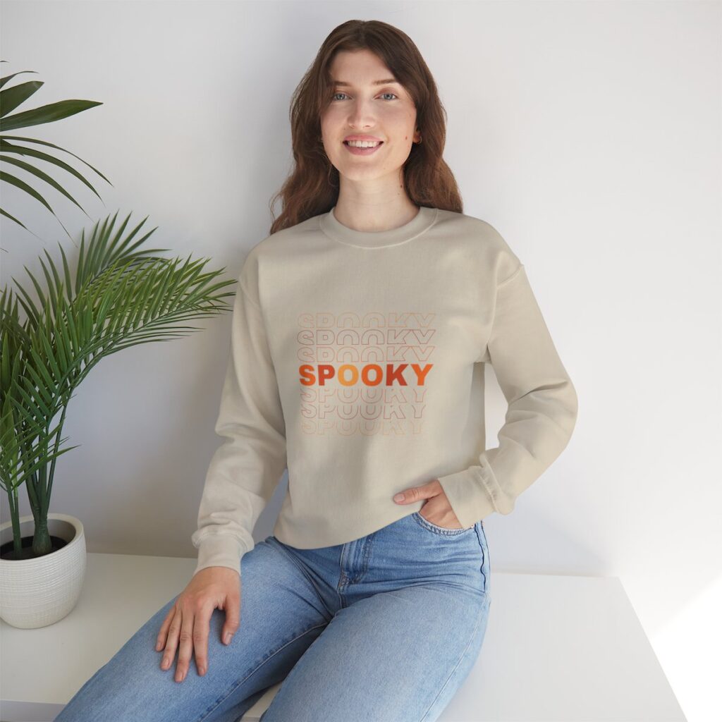 Spooky Stacked Text Unisex Heavy Blend Crewneck Sweatshirt