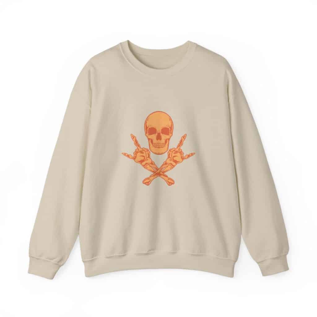 Skull and Cross Bones Orange Unisex Heavy Blend Crewneck Sweatshirt