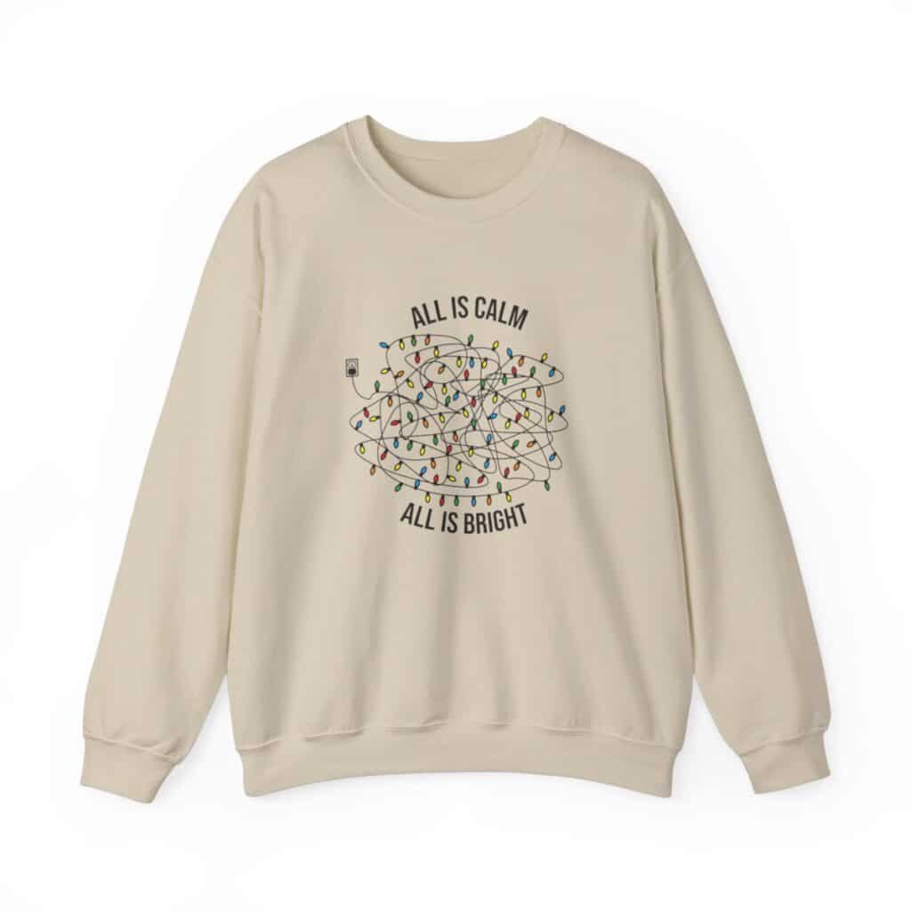 Tangled Christmas Lights Crewneck Sweatshirt - All is Calm, All is Bright