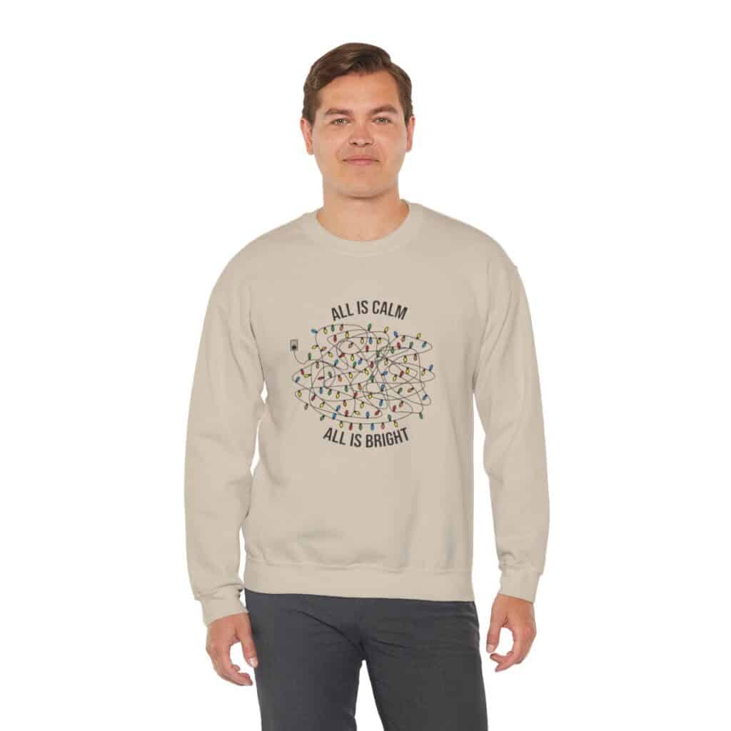 Tangled Christmas Lights Crewneck Sweatshirt - All is Calm, All is Bright