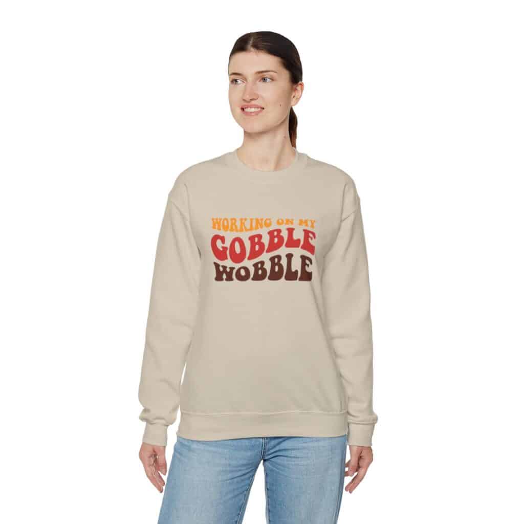 Working on my Gobble Wobble Thanksgiving Sweatshirt