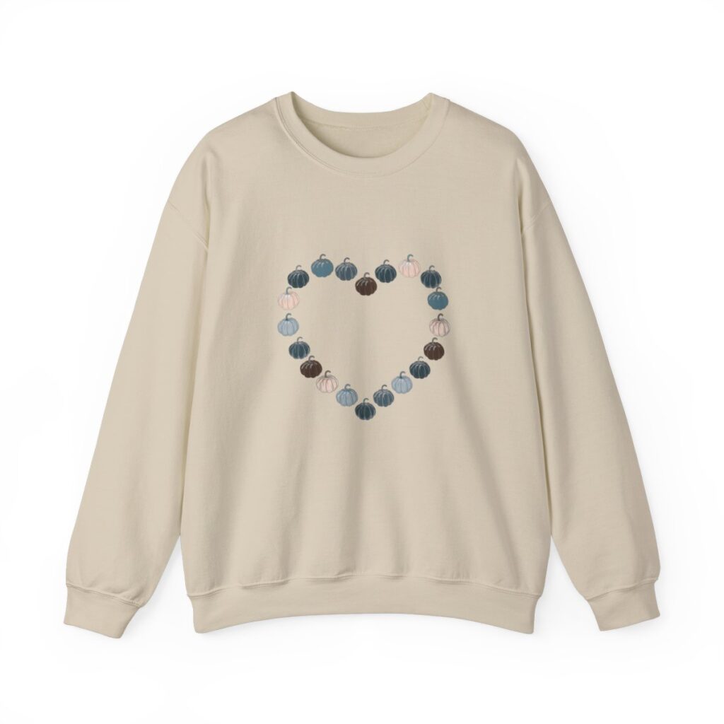 Vintage Blue Pumpkin Heart Crewneck Sweatshirt