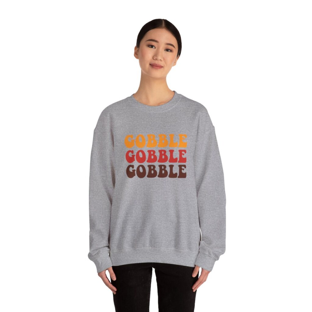 Tri-Color Gobble Thanksgiving Sweatshirt