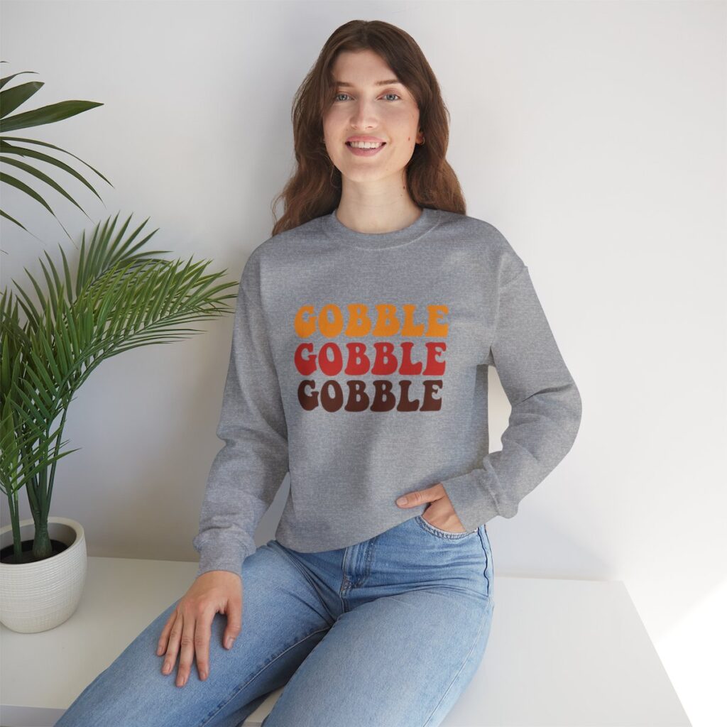 Tri-Color Gobble Thanksgiving Sweatshirt