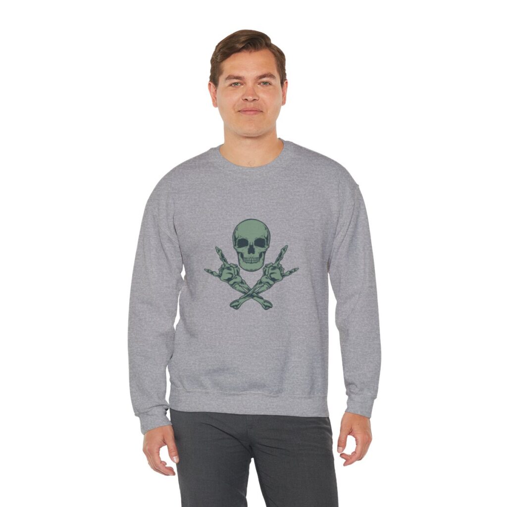 Rock Skull and Crossbones Unisex Heavy Blend Crewneck Sweatshirt