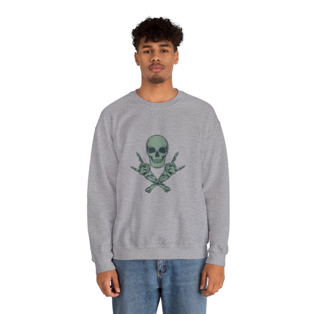 Rock Skull and Crossbones Unisex Heavy Blend Crewneck Sweatshirt