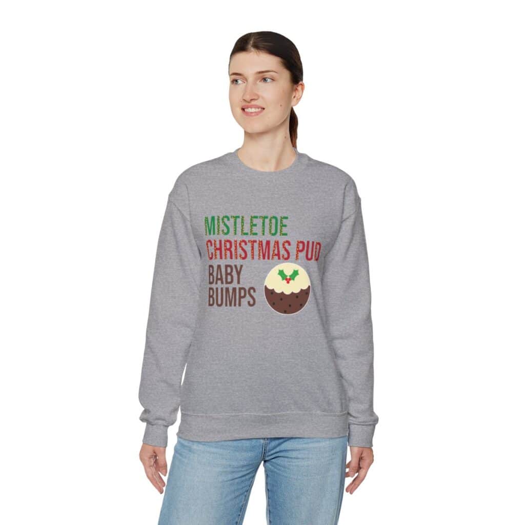 Mistletoe, Christmas Pud and Baby Bumps Pregnancy Announcement Sweatshirt