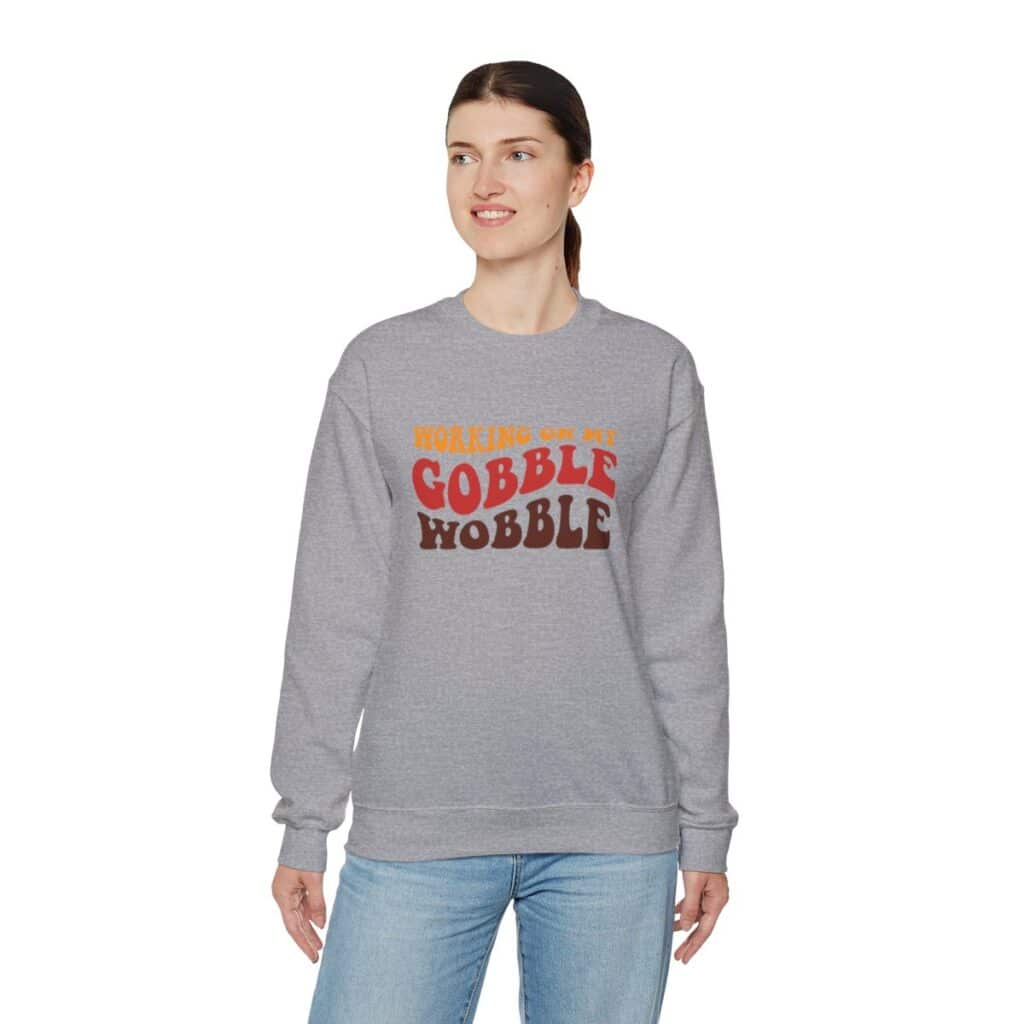 Working on my Gobble Wobble Thanksgiving Sweatshirt