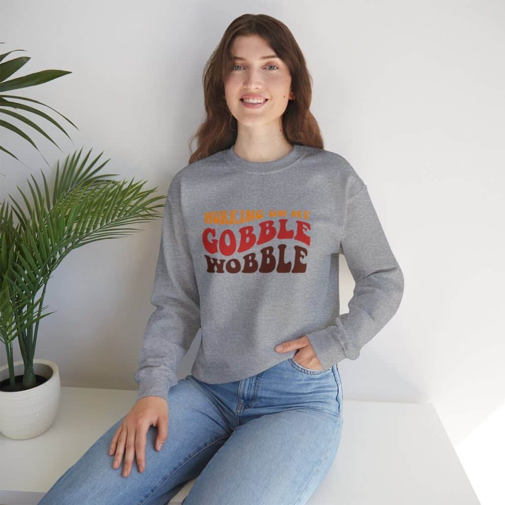 Working on my Gobble Wobble Thanksgiving Sweatshirt