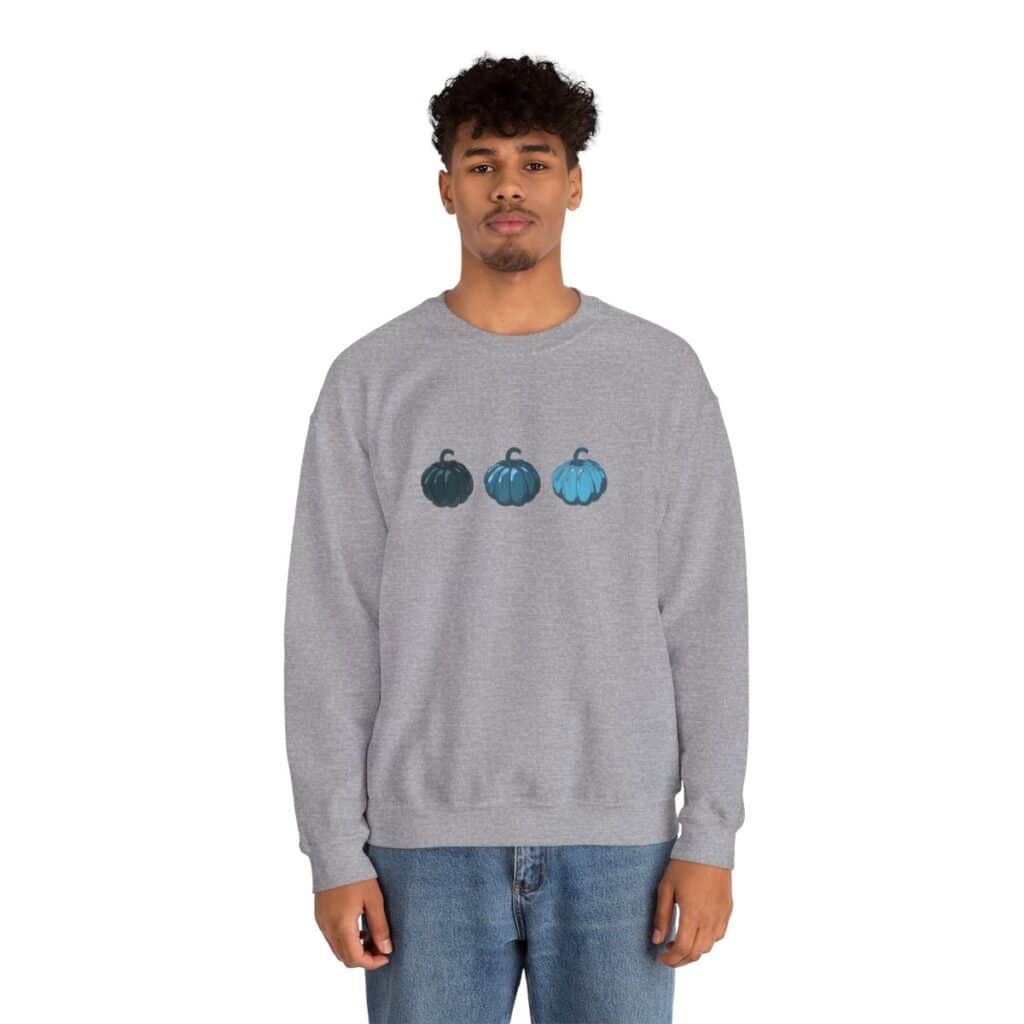 Vintage Blue Pumpkins Fall Unisex Crewneck Sweatshirt