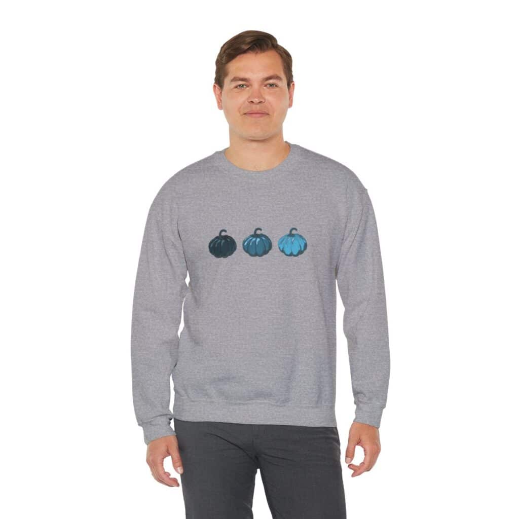 Vintage Blue Pumpkins Fall Unisex Crewneck Sweatshirt