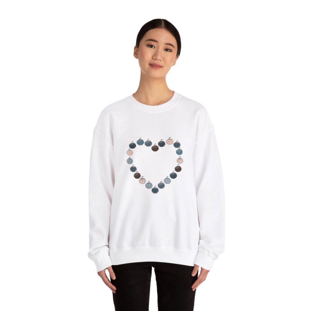 Vintage Blue Pumpkin Heart Crewneck Sweatshirt