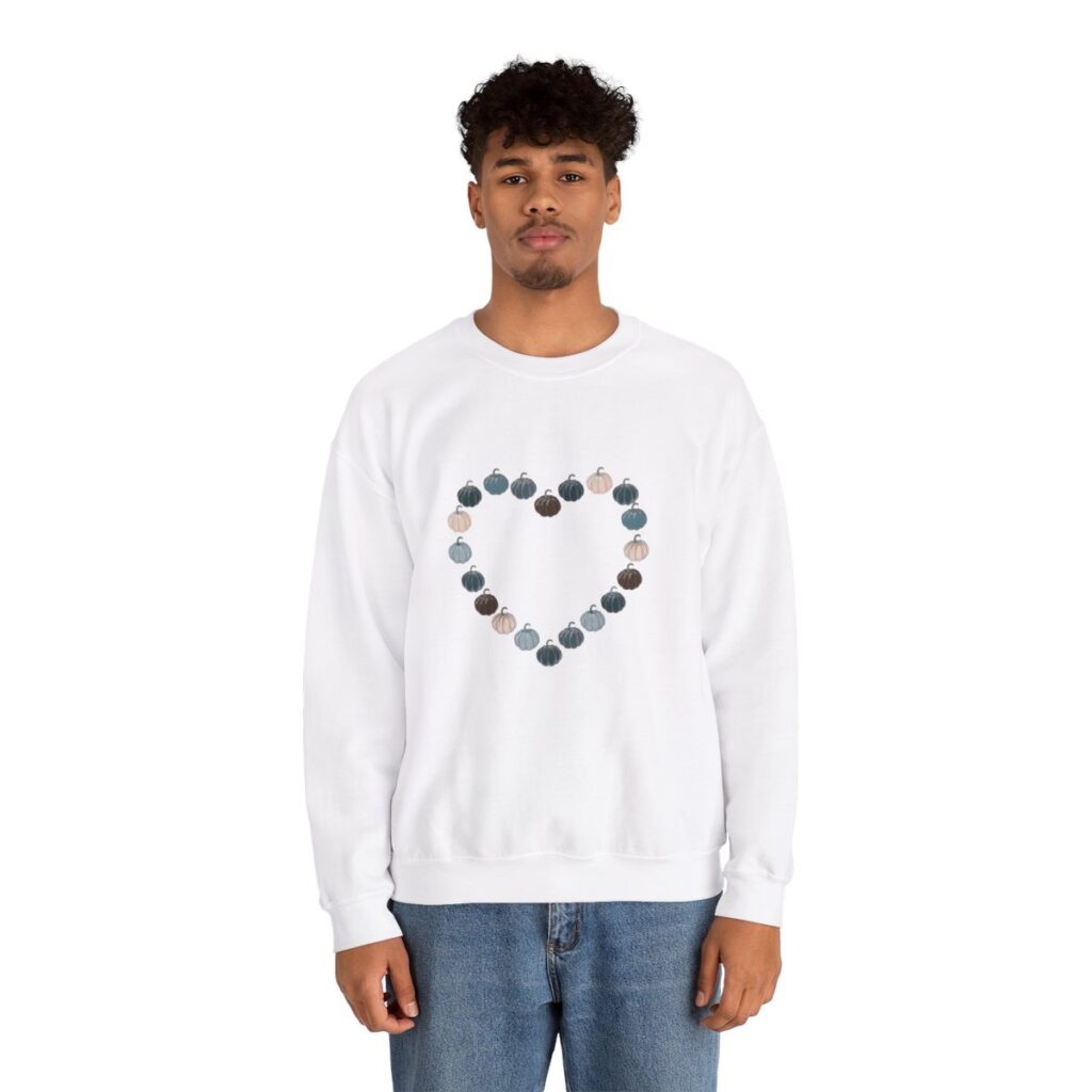 Vintage Blue Pumpkin Heart Crewneck Sweatshirt