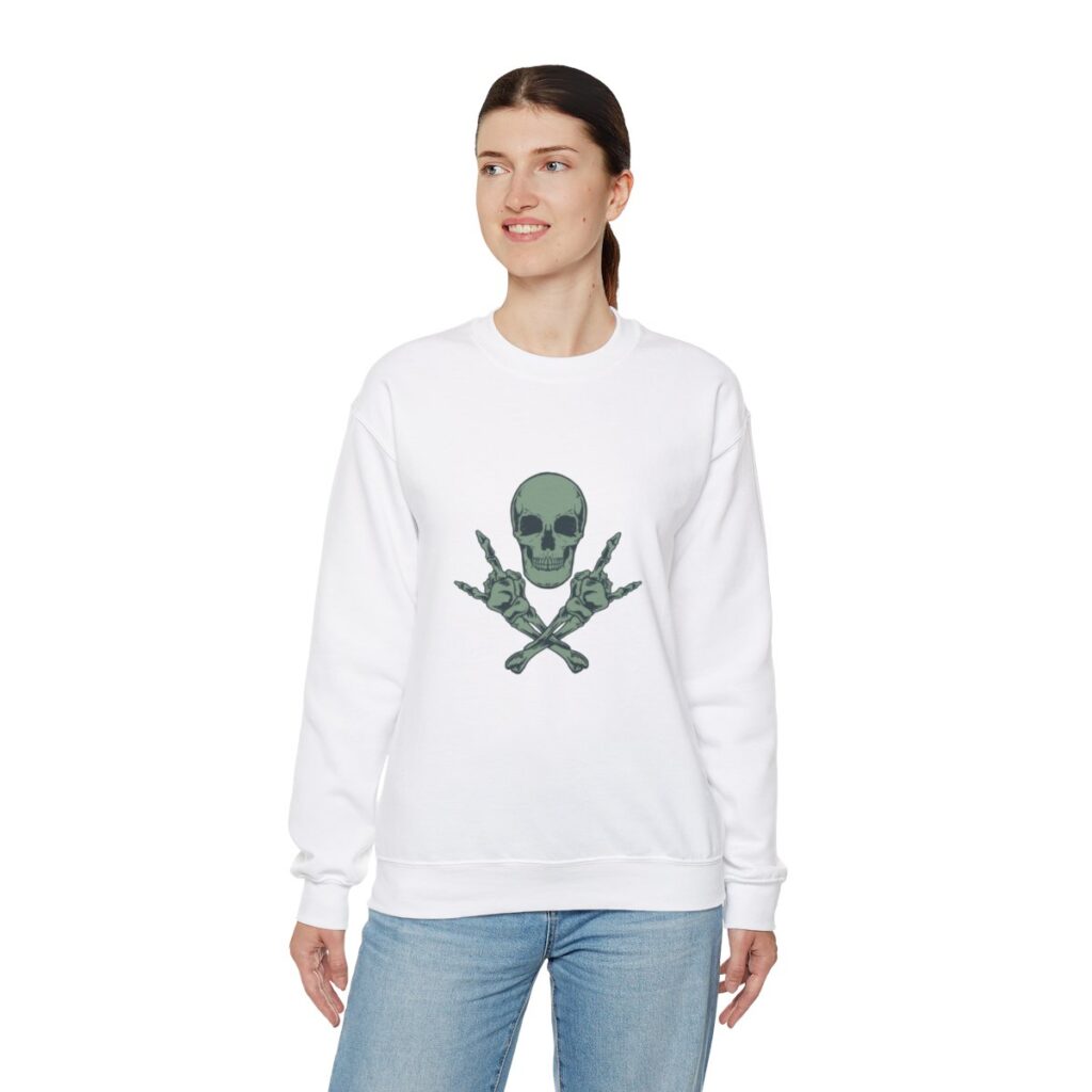 Rock Skull and Crossbones Unisex Heavy Blend Crewneck Sweatshirt