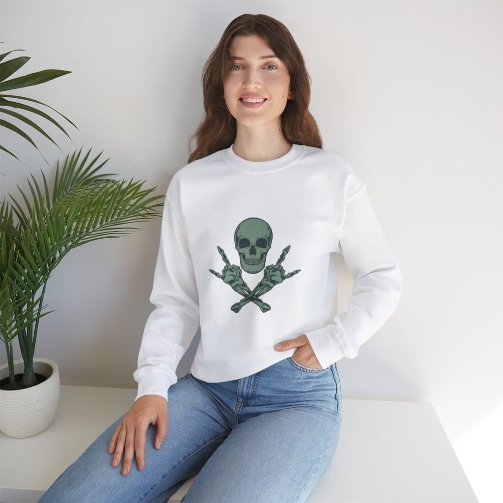 Rock Skull and Crossbones Unisex Heavy Blend Crewneck Sweatshirt