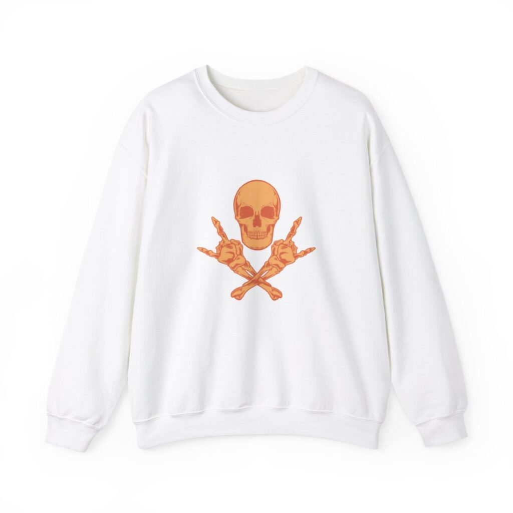 Skull and Cross Bones Orange Unisex Heavy Blend Crewneck Sweatshirt