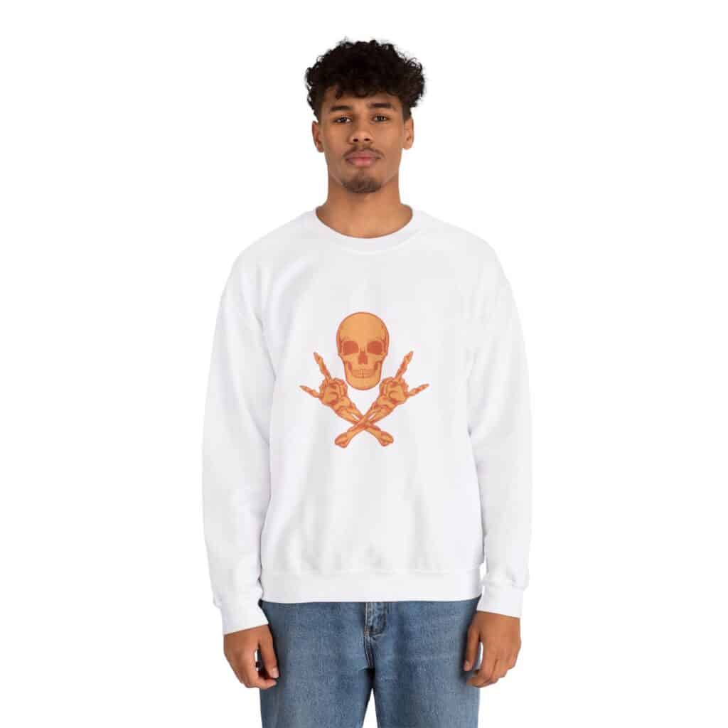 Skull and Cross Bones Orange Unisex Heavy Blend Crewneck Sweatshirt