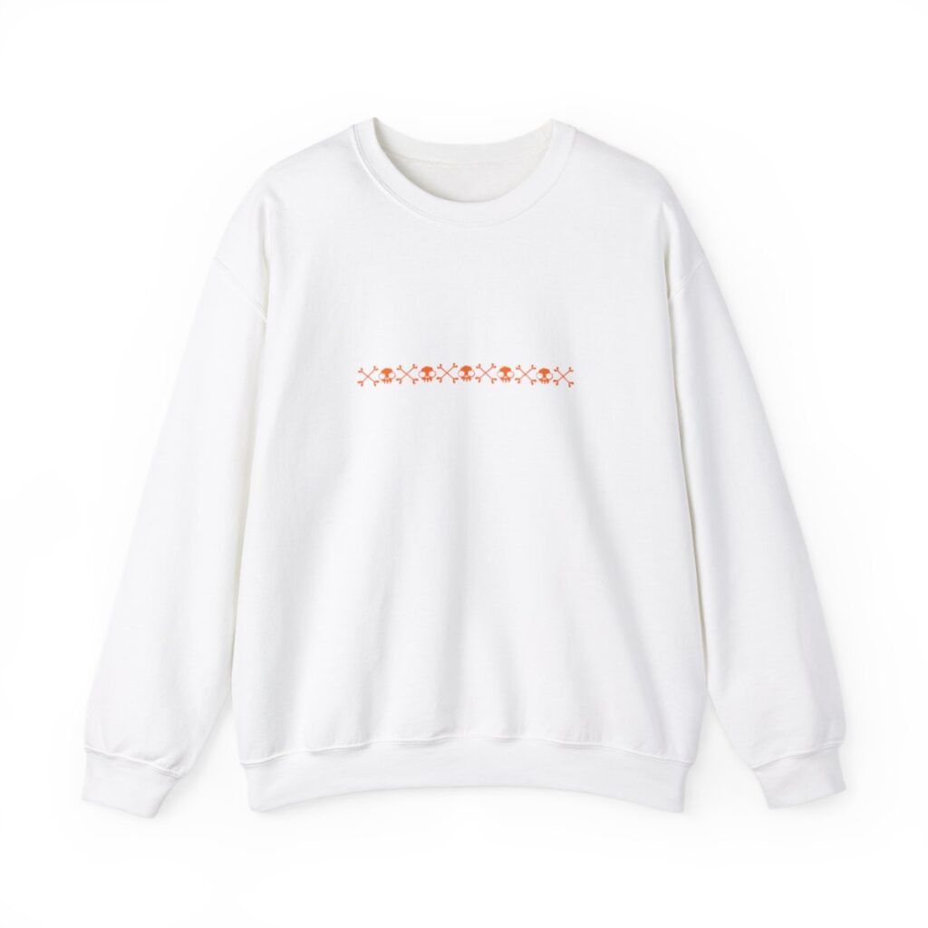 Skull Border Orange Unisex Heavy Blend Crewneck Sweatshirt