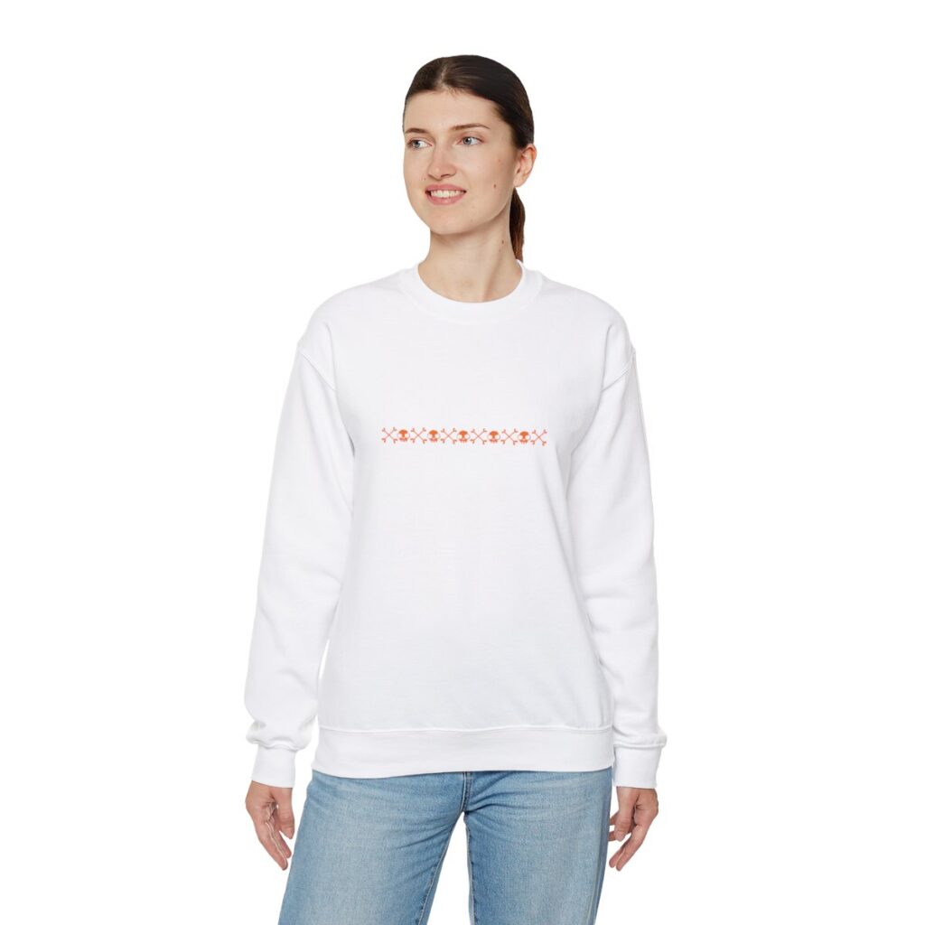 Skull Border Orange Unisex Heavy Blend Crewneck Sweatshirt