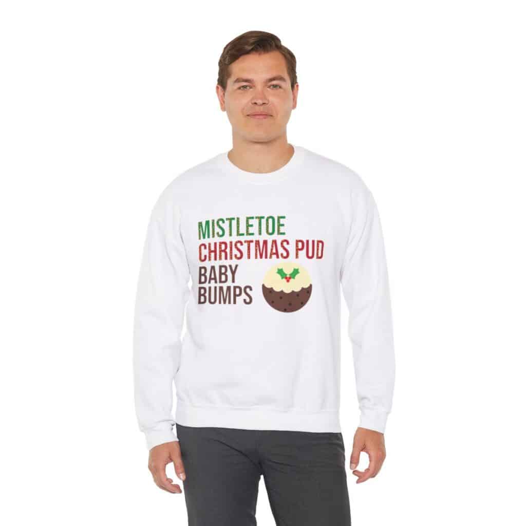 Mistletoe, Christmas Pud and Baby Bumps Pregnancy Announcement Sweatshirt