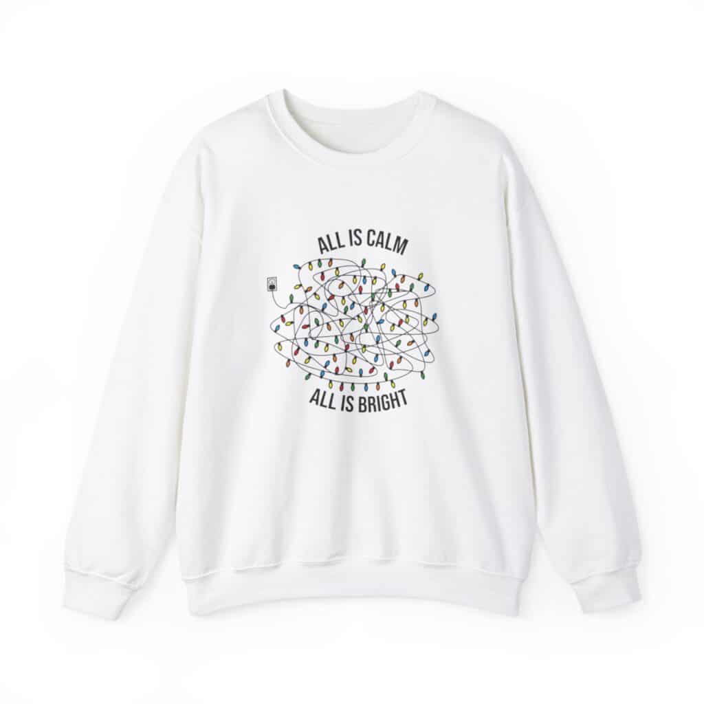 Tangled Christmas Lights Crewneck Sweatshirt - All is Calm, All is Bright