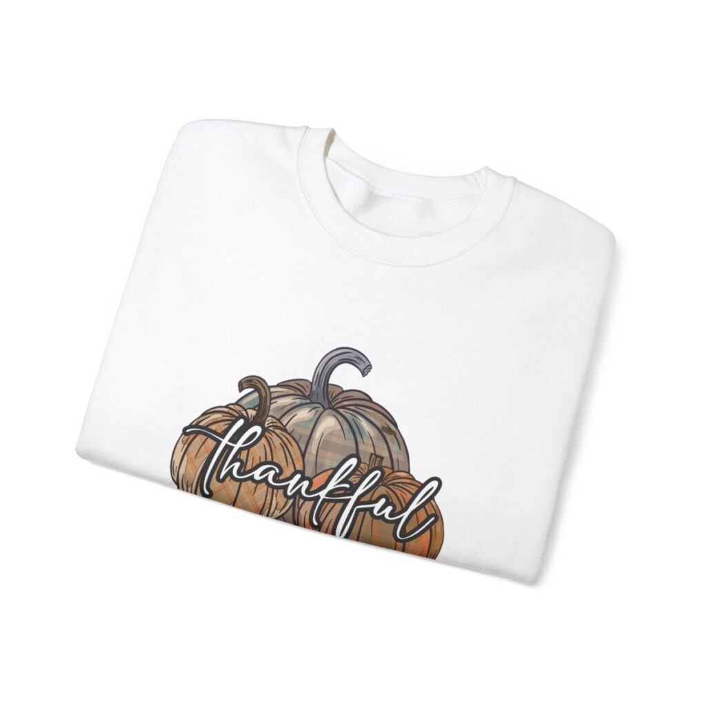 Vintage Pumpkins and Thankful Script Thanksgiving Sweatshirt for Her