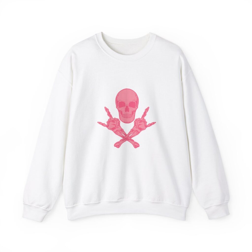 Pink Skull and Cross Bones Unisex Heavy Blend Crewneck Sweatshirt