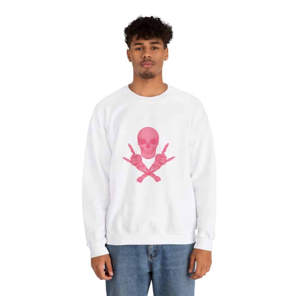 Pink Skull and Cross Bones Unisex Heavy Blend Crewneck Sweatshirt