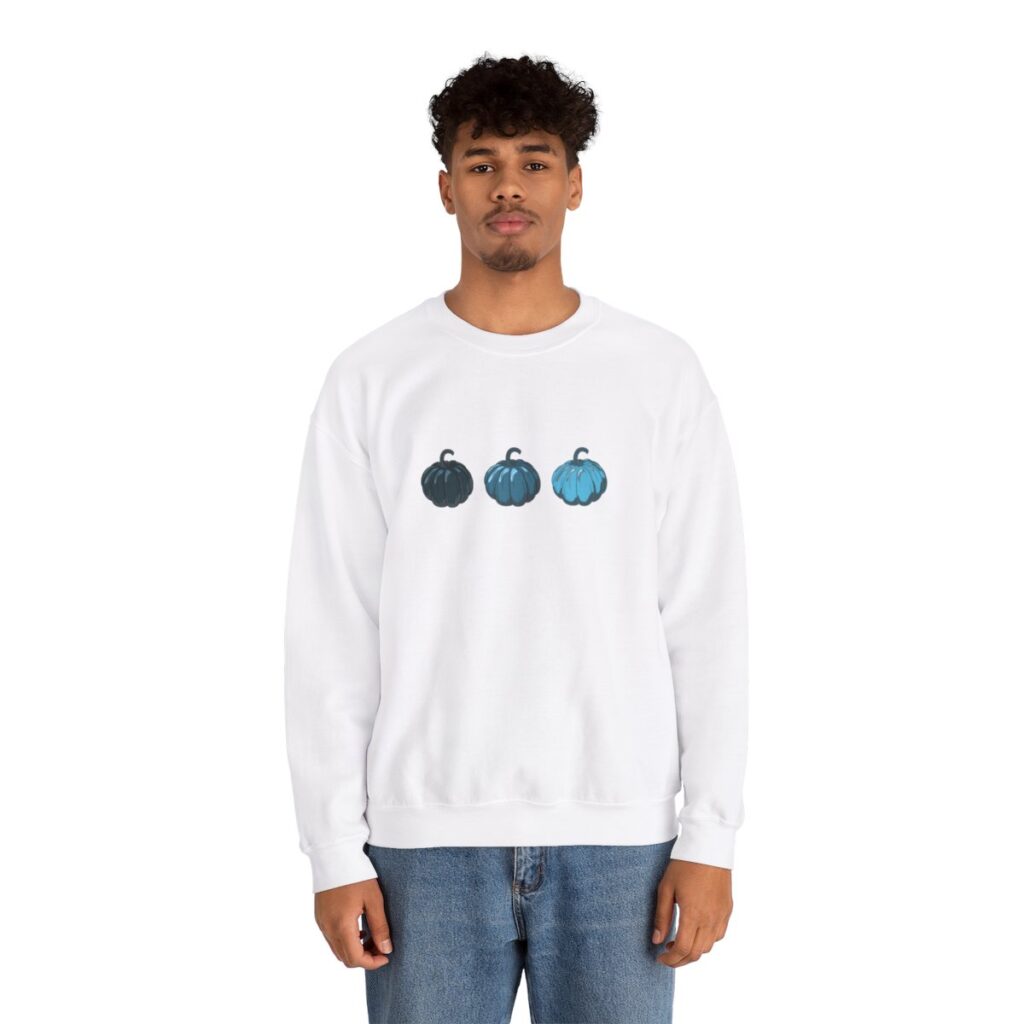 Vintage Blue Pumpkins Fall Unisex Crewneck Sweatshirt