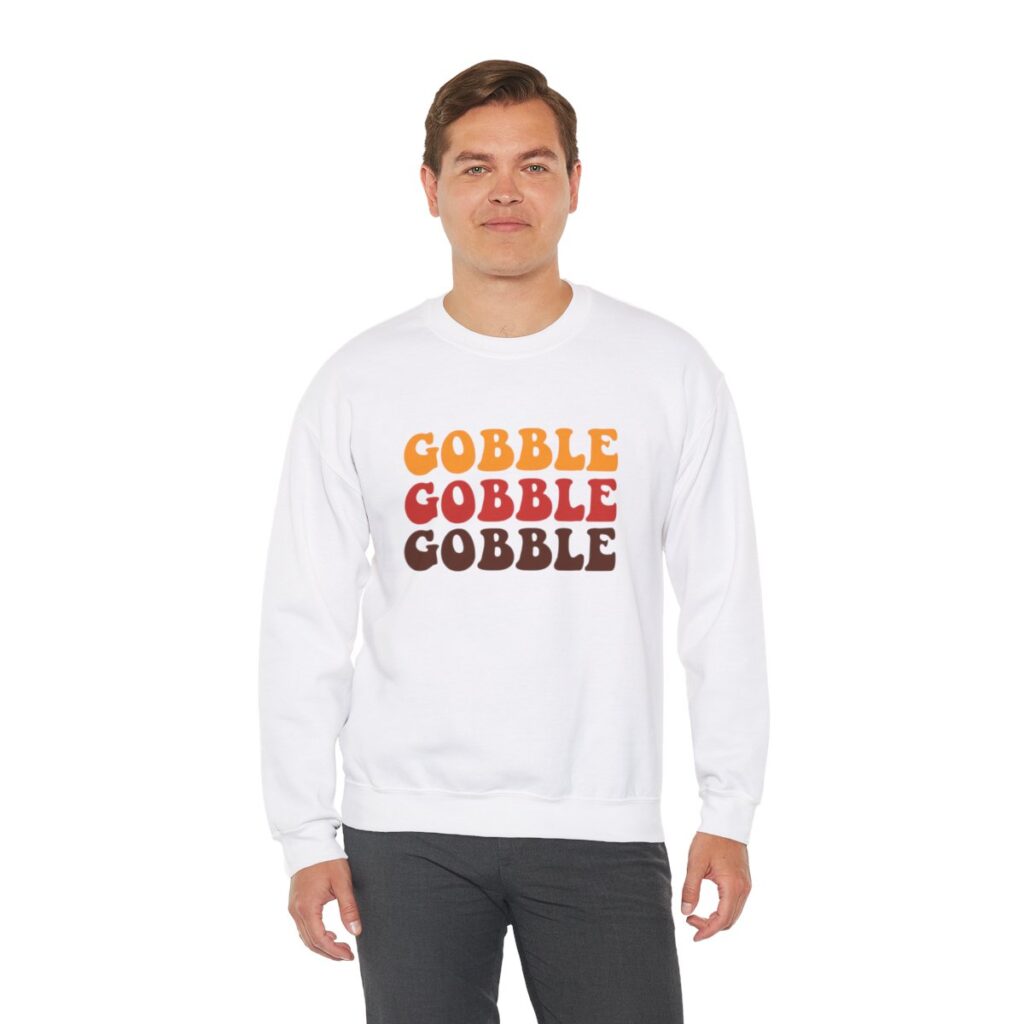 Tri-Color Gobble Thanksgiving Sweatshirt