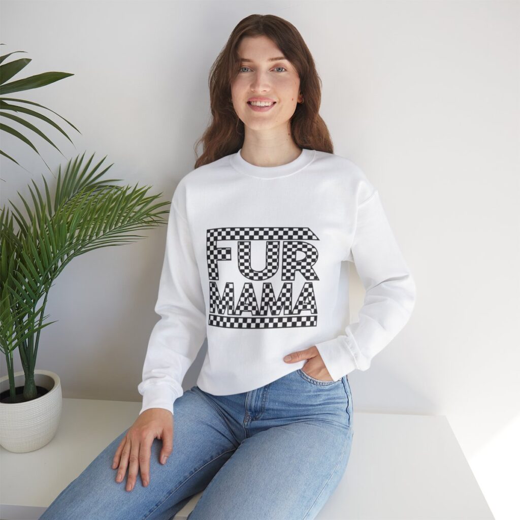 Fur Mama Checkerboard Racing Print Sweatshirt