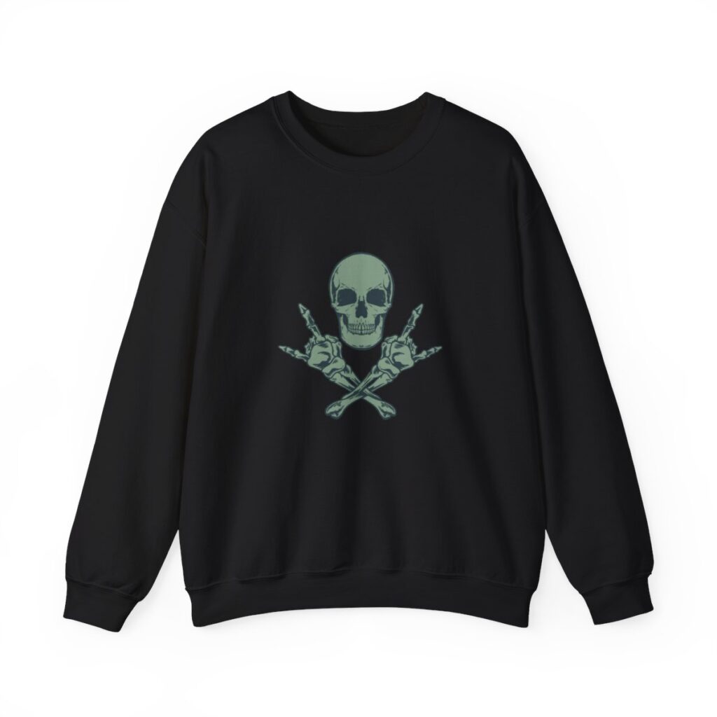 Rock Skull and Crossbones Unisex Heavy Blend Crewneck Sweatshirt